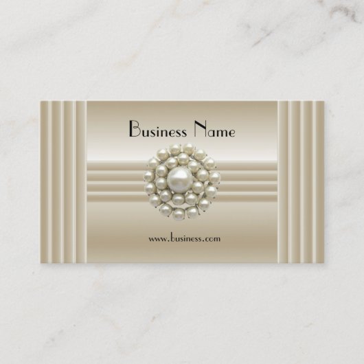 Business Profile Card Elegant Pearl Gem Deco Visitekaartje (Voorkant)