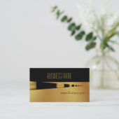 Business Profile Card Geel Goud Pen Zwart Visitekaartje (Staand voorkant)