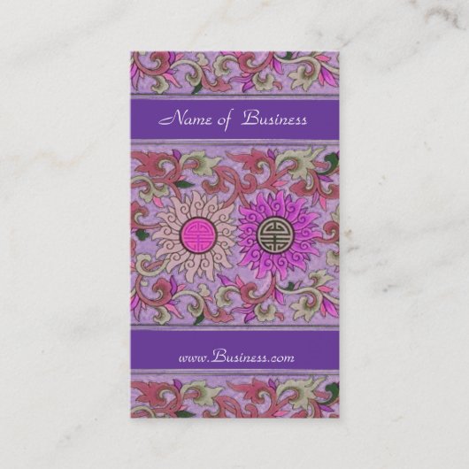 Business Profile Card  Roze Paarse Bloemen Visitekaartje (Voorkant)