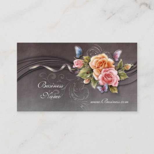 Business Profile Card  Roze Rozen 2 Visitekaartje (Voorkant)