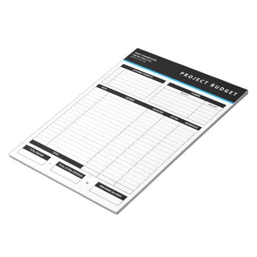 Business Project Budget Template Sheets Notepad Notitieblok (Schuin)