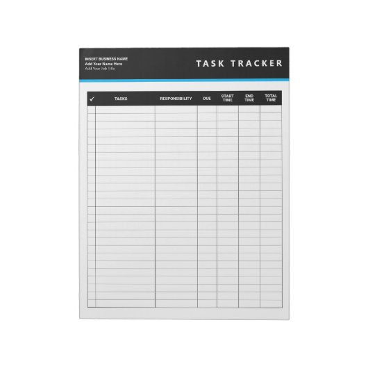 Business Project Management Task Tracker Notepad Notitieblok (Linkerzijde)