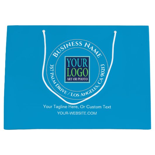 Business Promo, Circle Design, Logo, Adres, Blauw Groot Cadeauzakje (Voorkant)