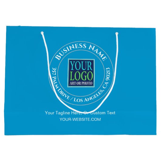 Business Promo, Circle Design, Logo, Adres, Blauw Groot Cadeauzakje (Achterkant)