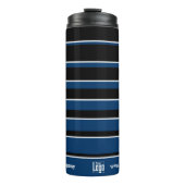 Business Promo Logo Naam QR-code WWW Blauw Wit Thermosbeker (Voorkant)