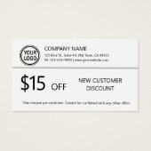 Business Promo New Customer Discount Coupon Kaart (Voorkant)