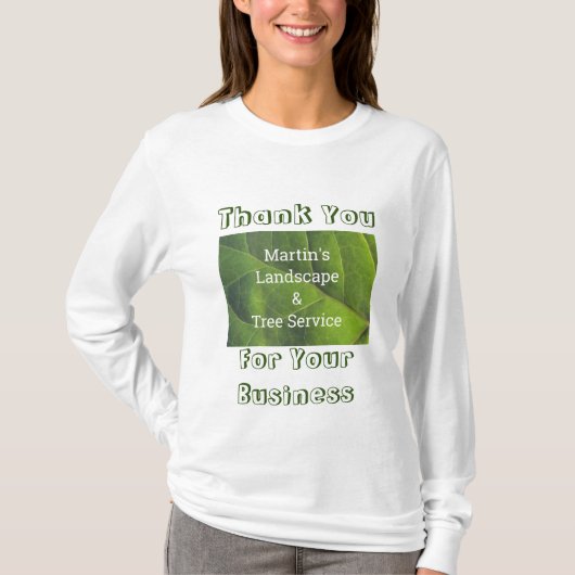 Business Promotion Green Leaf Photo Employee T-shirt (Voorkant)