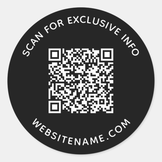 Business QR Code Aangepaste tekst zwart Ronde Sticker (Voorkant)