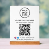 Business QR Code and Logo White Acryl Bord (Neutraal)