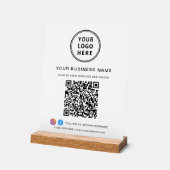 Business QR Code and Logo White Acryl Bord (Hoek)