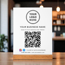 Business QR Code and Logo White Acryl Bord