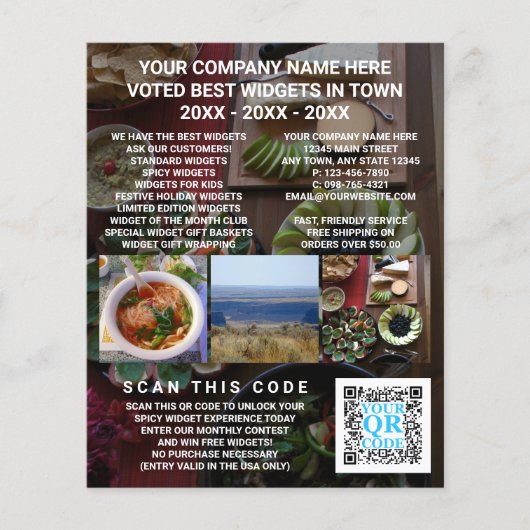 Business QR Code Dark Foto Adverteren Aangepast Flyer (Voorkant)