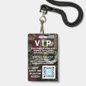 Business QR Code Dark Photo Cool Promo Event VIP Badge (Voorzijde met lanyard)