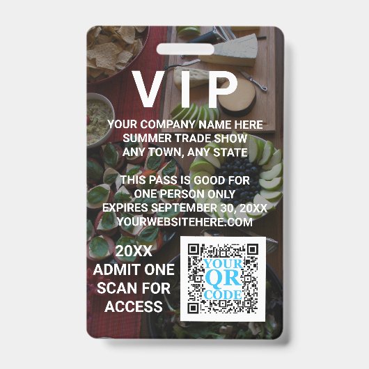 Business QR Code Dark Photo Cool Promo Event VIP Badge (Voorzijde)