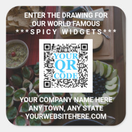 Business QR Code Dark Photo Cool Simple Promo Vierkante Sticker