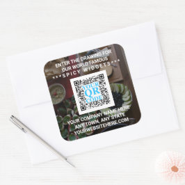 Business QR Code Dark Photo Cool Simple Promo Vierkante Sticker