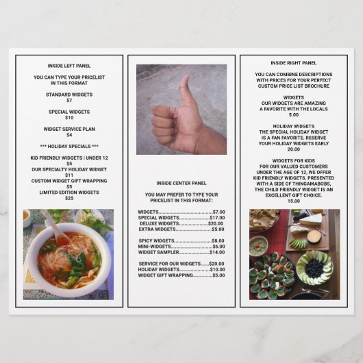 Business QR Code Dark Photo Cool Tri Fold Menu (Achterkant)