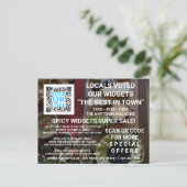 Business QR Code Donkere foto Aangepast Adverteren Briefkaart (Staand voorkant)