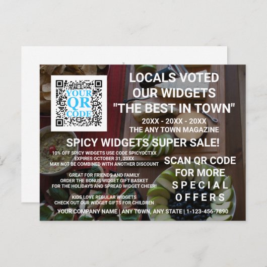 Business QR Code Donkere foto Aangepast Adverteren Briefkaart (Voorkant / Achterkant)