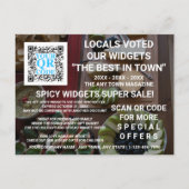 Business QR Code Donkere foto Aangepast Adverteren Briefkaart (Voorkant)