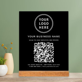 Business QR Code en Logo Black Acryl Bord