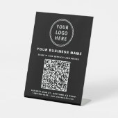 Business QR Code en Logo Black Reclamebord Met Voetstuk (Voorkant)