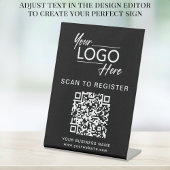 Business QR Code en Logo Black Reclamebord Met Voetstuk