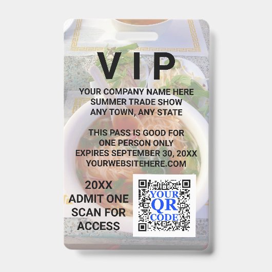 Business QR Code Light Photo Cool Promo Event VIP Badge (Voorzijde)