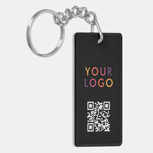 Business QR Code Logo Black Sleutelhanger (Voorkant Links)