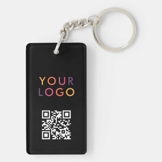 Business QR Code Logo Black Sleutelhanger (achterkant)