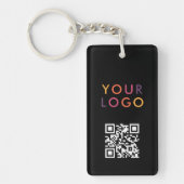 Business QR Code Logo Black Sleutelhanger (Voorkant)