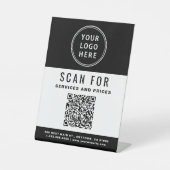 Business QR Code Logo Black White Reclamebord Met Voetstuk (Voorkant)
