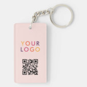 Business QR Code Logo Blush Pink Sleutelhanger (achterkant)