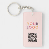 Business QR Code Logo Blush Pink Sleutelhanger (Voorkant)