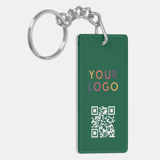 Business QR Code Logo Green Sleutelhanger (Voorkant Links)