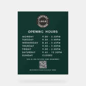 Business QR Code Logo Modern Opening Hours Acryl Bord (Voorkant)