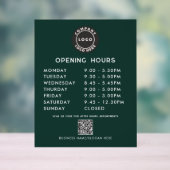 Business QR Code Logo Modern Opening Hours Acryl Bord (Neutraal)