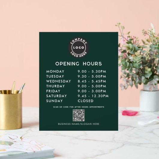 Business QR Code Logo Modern Opening Hours Acryl Bord (Huwelijk)