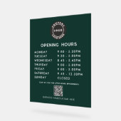 Business QR Code Logo Modern Opening Hours Acryl Bord (Hoek)