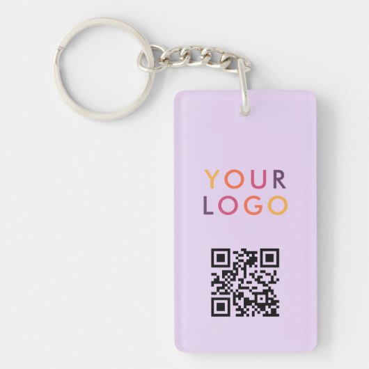 Business QR Code Logo Purple Sleutelhanger (Voorkant)