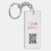 Business QR Code Logo White Sleutelhanger (Voorkant Links)
