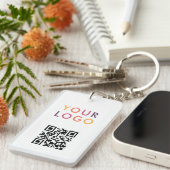 Business QR Code Logo White Sleutelhanger (Voorkant Rechts)