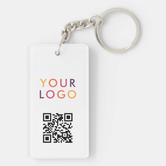 Business QR Code Logo White Sleutelhanger (achterkant)