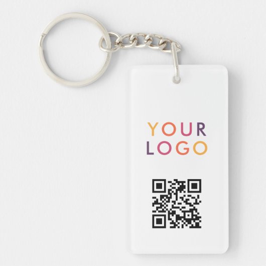 Business QR Code Logo White Sleutelhanger (Voorkant)
