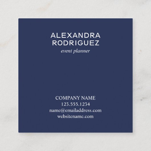  Business QR Code Minimale marine Blue Vierkante Visitekaartje (Achterkant)