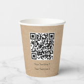 Business QR Code Modern Professional Kraft Brown Papieren Bekers (Achterkant)