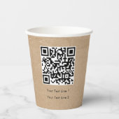 Business QR Code Modern Professional Kraft Brown Papieren Bekers (Voorkant)