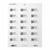 Business QR Code Return Address Template White Etiket (Full Sheet)