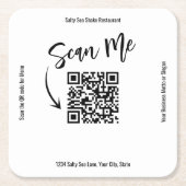 Business QR Code Scan Me Menu Custom Kartonnen Onderzetters (Voorkant)
