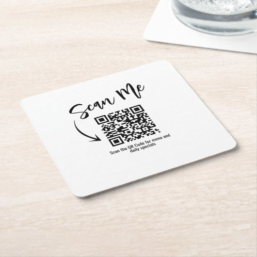 Business QR Code Scan Me Menu Custom Kartonnen Onderzetters (Schuin)